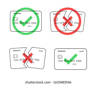 Approved And Failed Payment Vector Signs. Debit Card Purchase Web Icons.