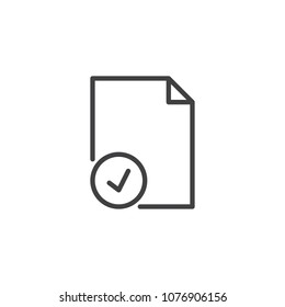 Approved file document outline icon. linear style sign for mobile concept and web design. paper document tick simple line vector icon. Symbol, logo illustration. Pixel perfect vector graphics