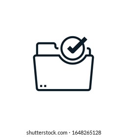 Approved file folder outline icon. vector illustration. Editable stroke. Outline icons suitable for web, infographics, interface and apps.