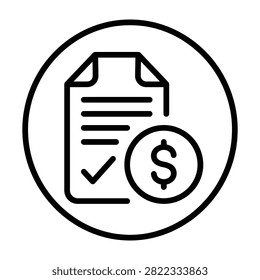 Approved financial document with dollar sign icon in circle