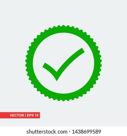 Approved flat icon on white background, vector illustration