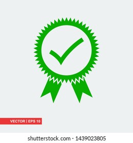 Approved flat icon on white background, vector illustration