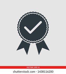 Approved flat icon, vector illustration on gray background