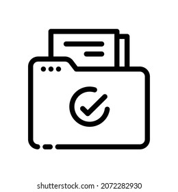 Approved folder color line icon.  Verification documents concept. Successful answer. Sign for web page, mobile app. Vector isolated object.