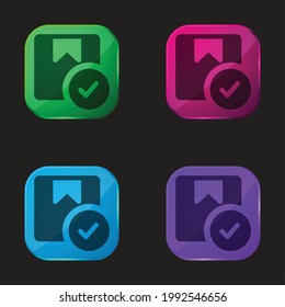 Icono de botón de cuatro colores de vidrio aprobado
