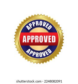 Approved gold vector stamp red seal white background