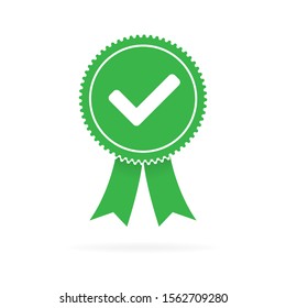 Approved green flat icon on white background, Vector illustration