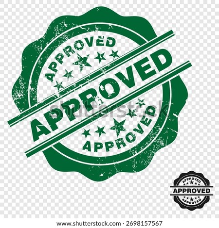 Approved, green rubber stamp vector