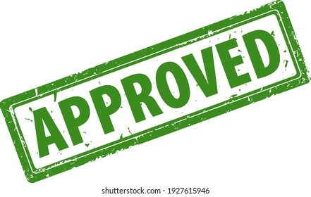Approved green square rubber stamp icon isolated on white background. Approved stamp. Approval and permission stamp label.