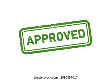 Vector de sello de goma cuadrada verde aprobado. Sello aprobado