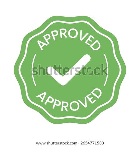 Approved Green Stamp Badge Icon, Circular Seal for Certification
