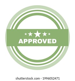 Approved green stamp, label on white background.
Vector illustration.