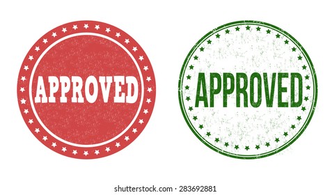 Approved grunge rubber stamps on white, vector illustration