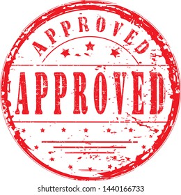 "approved" grunge stamp, vector illustration