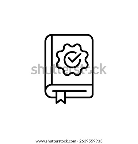Approved Guidance Book With Bookmark In Linear Style Isolated
