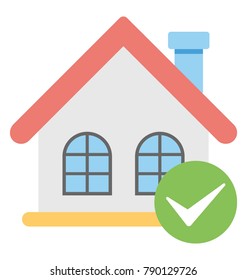 Approved House Flat Colored Icon
