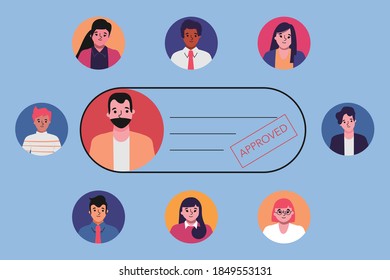 Reporte humano aprobado. Diseño plano vectorial de entrevista de trabajo.