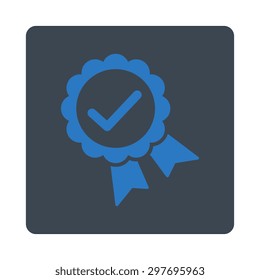 Approved icon from Award Buttons OverColor Set. Icon style is smooth blue colors, flat rounded square button, white background.