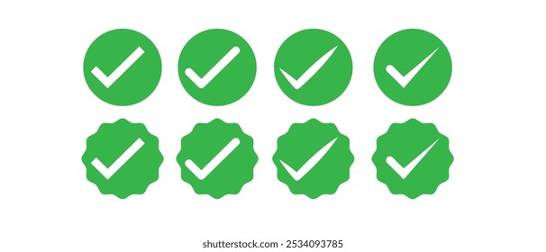 Approved icon. Black and green check mark vector icons. Check mark icons . Vector illustration. eps 10