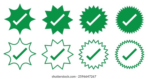 Approved icon. Black and green check mark vector icons. Check mark icons . Vector illustration.