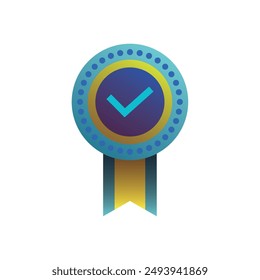 approved icon, checking quality sign and symbol. Medal with check mark for computer, web and mobile app.