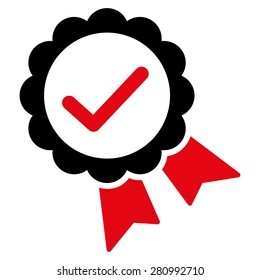 Approved icon from Competition & Success Bicolor Icon Set. This isolated flat symbol uses modern corporation intensive red and black colors.