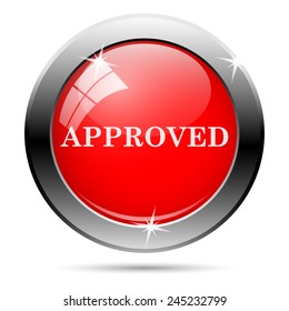 Approved icon. Internet button on white background. 