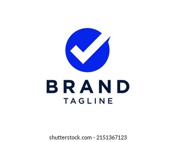 Approved Icon Line. Blue Check Mark with Blue Circle Shape Sparkle Sticker Label isolated on White Background. Flat Vector Icon Design Elements For Web Templates.
