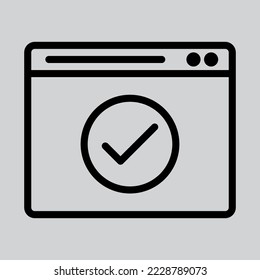 Approved icon in line style about browser, use for website mobile app presentation