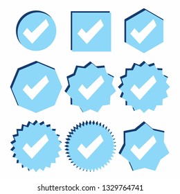 Approved icon. Profile Verification. Accept badge. Quality icon. Check mark. Sticker with tick. Vector illustration. - Vector