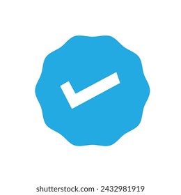Approved icon. Profile Verification. Accept badge. Quality icon. Check mark. Sticker with tick. Vector illustration. EPS File 509.