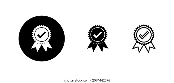 Approved icon set. Certified Medal Icon