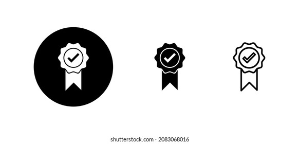 Conjunto de iconos aprobados. Icono de medalla certificado