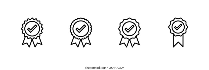 Approved icon set. Certified Medal Icon