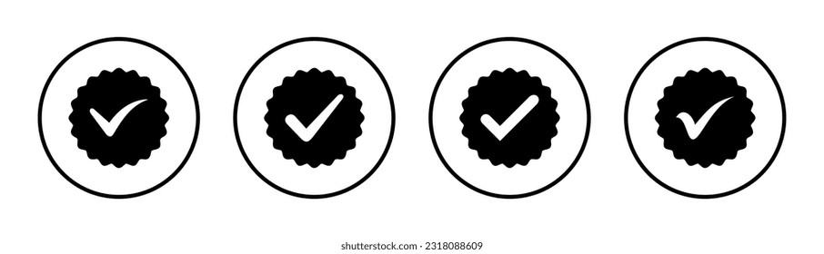Approved icon set illustration. Certified Medal Icon. check mark