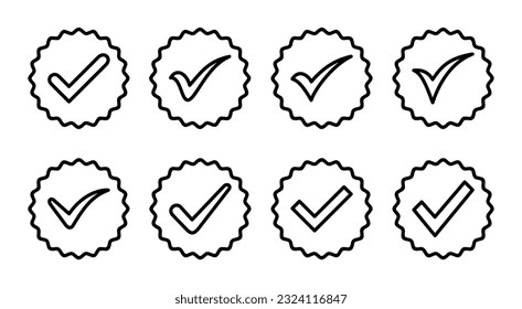 Approved icon set illustration. Certified Medal Icon. check mark