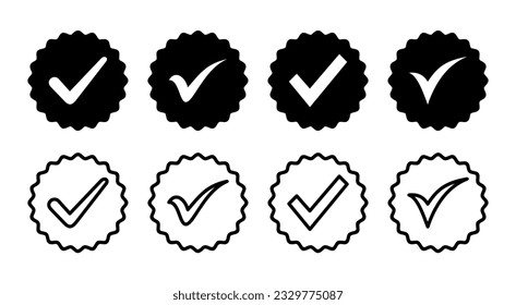 Approved icon set illustration. Certified Medal Icon. check mark