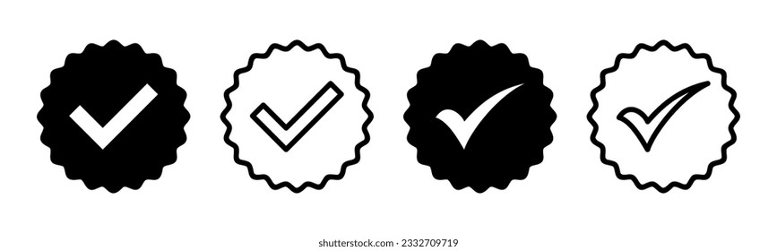 Approved icon set illustration. Certified Medal Icon. check mark
