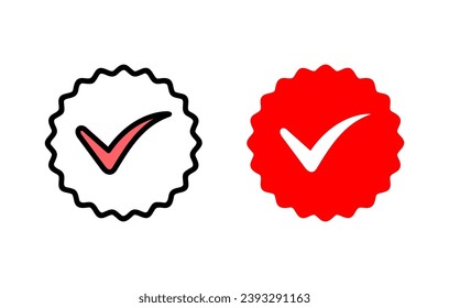 Genehmigte Icon-Set-Illustration. zertifiziertes Medaillensymbol. Prüfzeichen