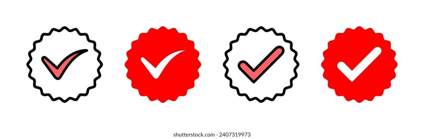 Approved icon set illustration. Certified Medal Icon. check mark