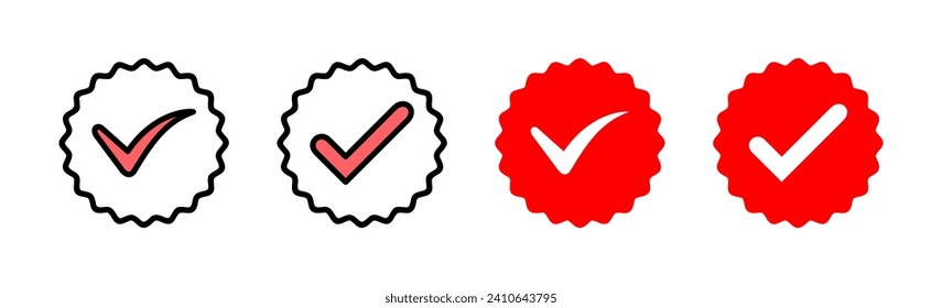 Genehmigte Icon-Set-Illustration. zertifiziertes Medaillensymbol. Prüfzeichen