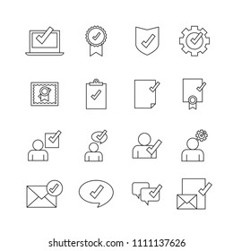 Approved icon set isolated on white background. Trendy approved icons for web site, app,label,ui and logo. Useful for sticker,stamp,banner, poster and placard. Creative art concept,vector illustration