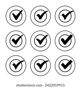 Approved icon set vector. Certified Medal Icon