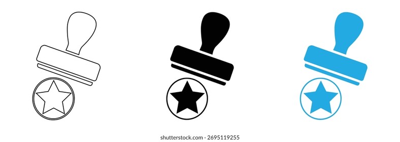 Ícones aprovados coleção de vários estilos da folha de ícones,Aprovar documentos com um selo de estrela de excelência agora,ícones de traçado editáveis,