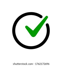 cuadrado de icono aprobado con una marca de graduación verde, vector Marca de verificación en el signo de la caja.