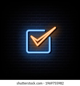 Approved Icon Square With A Yellow Tick  Neon Signs
