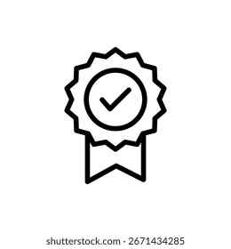 Símbolo de ícono aprobado para App y Sitios web. Icono de medalla certificado