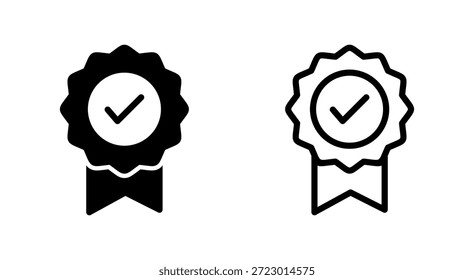 Símbolo de ícono aprobado para App y Sitios web. Icono de medalla certificado