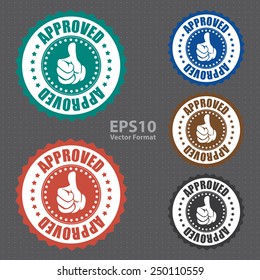approved icon, tag, label, badge, sign, sticker, vector format