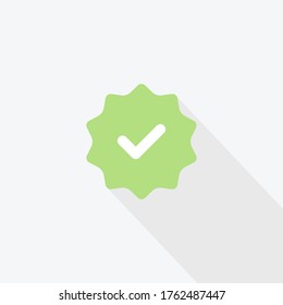 Icono aprobado en estilo plano de moda. Comprobar la ilustración del vector de símbolos